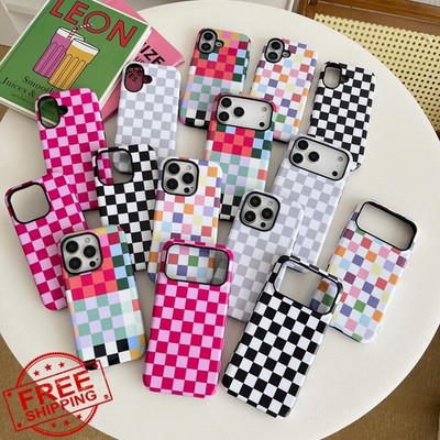 YUMUPIFE iPhone 17 Pro Max Case Checkerboard Cute Silver Gray TPU PC