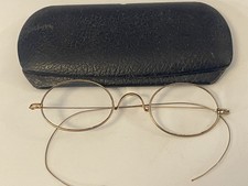 Antique J.O.Co. Stiffened Spectacles Gold Filled Eyeglasses 30-40's w Case