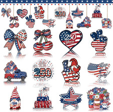 4Th of July Ornaments for Tree Patriotic Wooden Ornaments 250Th Anniversary Red