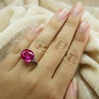 Magenta Pink Rubellite Tourmaline 8.15Ct 925 Sterling Silver White Gold Rings