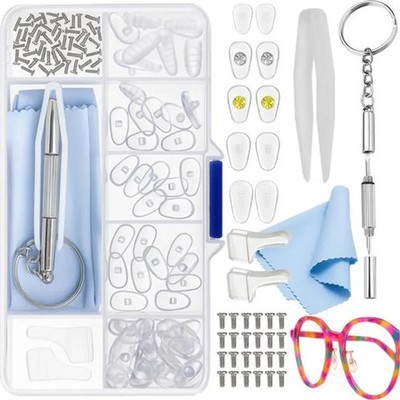 Brillen Reparatur Set mit Nasenpads  Schrauben Muttern für Sonnenbrillen 126-tlg