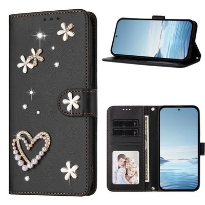 for Xiaomi Redmi note 12 PRO/13T/14 Diamond Heart Leather Flip Wallet Phone Case