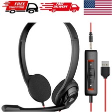 Lightweight USB Headset with Boom Mic for Calls  Online Meetings