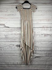 Show Me Your MuMu Dress Womens Small Multi Stripe Smocked Ruffle Hi Low Maxi
