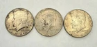 1964 50C Kennedy Half Dollar. THREE (3) and one is D-minted. 90% Silver.