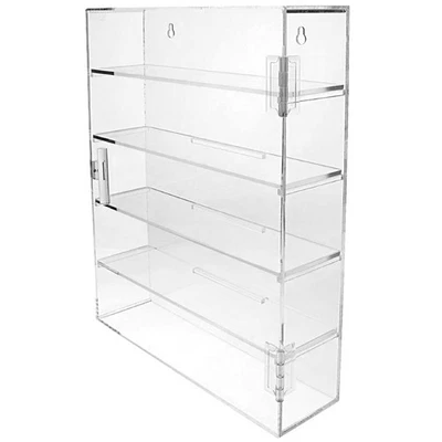 5-Tier Clear Acrylic Wall Display Case Mounted Cabinet Storage Organiser Rack