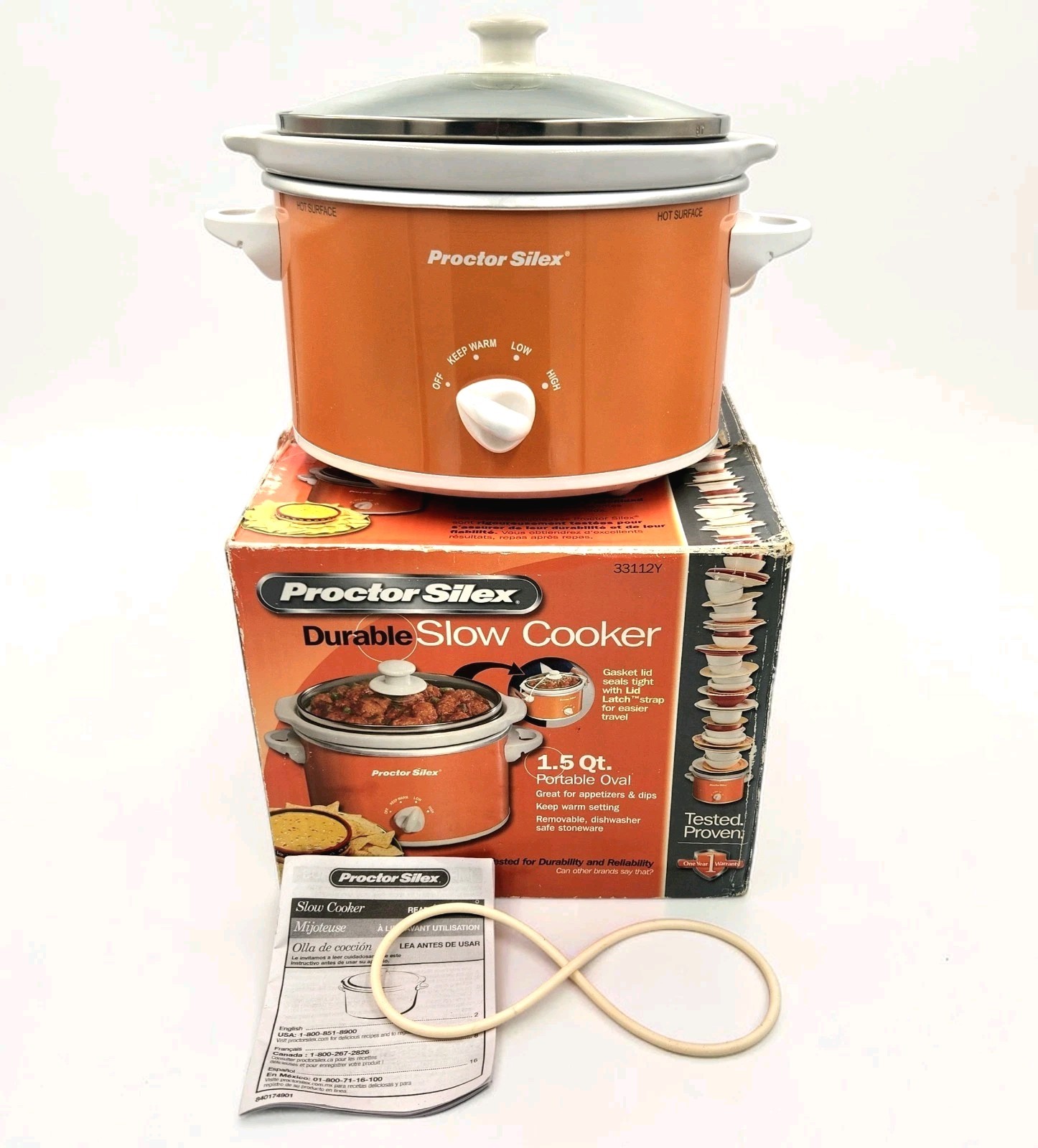 Proctor Silex Retro Orange 1.5 Quart Slow Cooker Crock Pot P