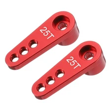 Aluminum Alloy 25T Steering Servo Single Arm Horn Red for RC Car 2 Pcs