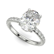 2.95 Ct Oval Cut Diamond Engagement Ring VS1 D White Gold 14k