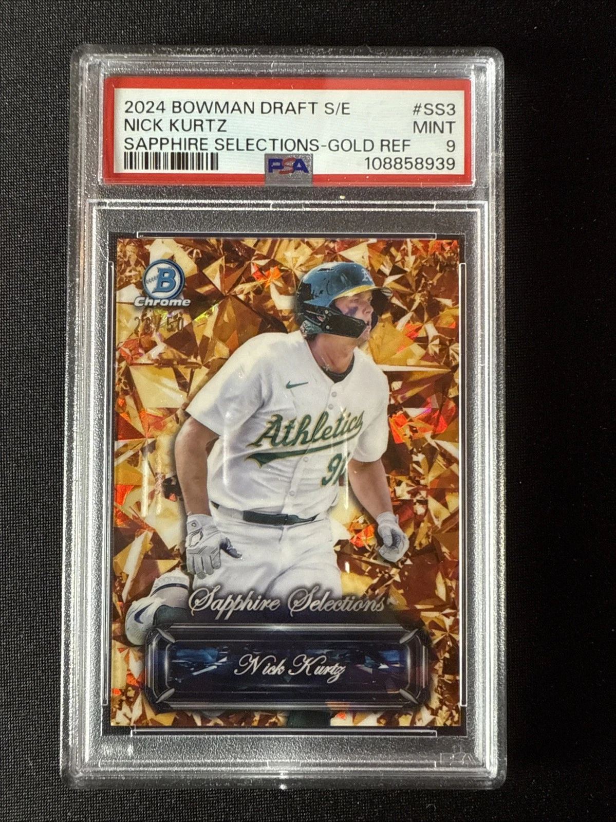 Deal for Nick Kurtz RC 2024 Bowman Chrome Draft Sapphire Selections Gold /50 #SS3 PSA 9