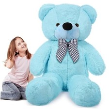 47 Inches Giant Bear Stuffed Animal Soft Large Bear Plush Oversized Sky Blue