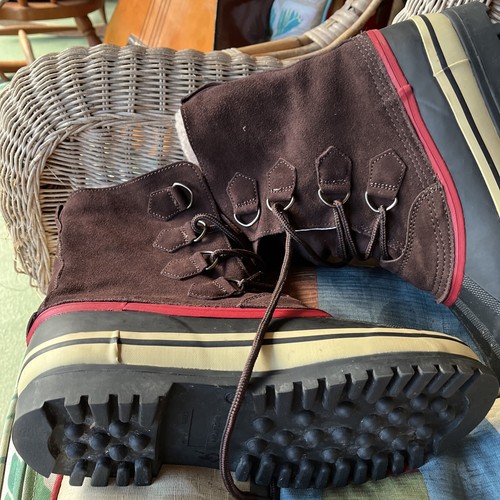 Khombu Waterproof Lace-Up Rubber Duck Boots Brown Rain Snow Shoes Size 10 - Picture 7 of 10