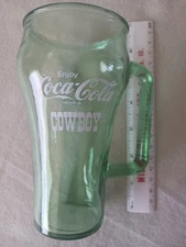 Coca-Cola Whataburger Cowboy Green Glass Handle 