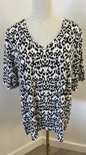 NWOT Chico  s White/Black Ikat Leopard Print Pima Cotton Everyday Tee Sz. XL-3