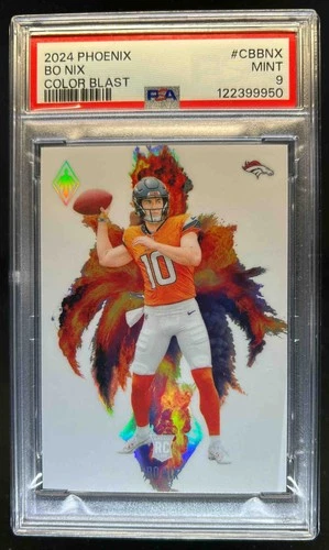 2024 Phoenix Bo Nix Color Blast RC Rookie SSP #CB-BNX Broncos PSA 9