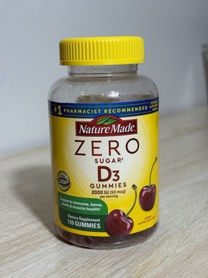 Nature Made Zero Sugar Vitamin D3 Gummies 2000 IU 50 mcg Per Serving - Brand New