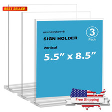 newnewshow Acrylic Sign Holder 5.5x8.5 Inch 3 Pack Vertical T Shape