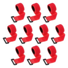 10pcs Reusable Cinch Straps 1"x18" Hook and Loop Cable Securing Straps Red