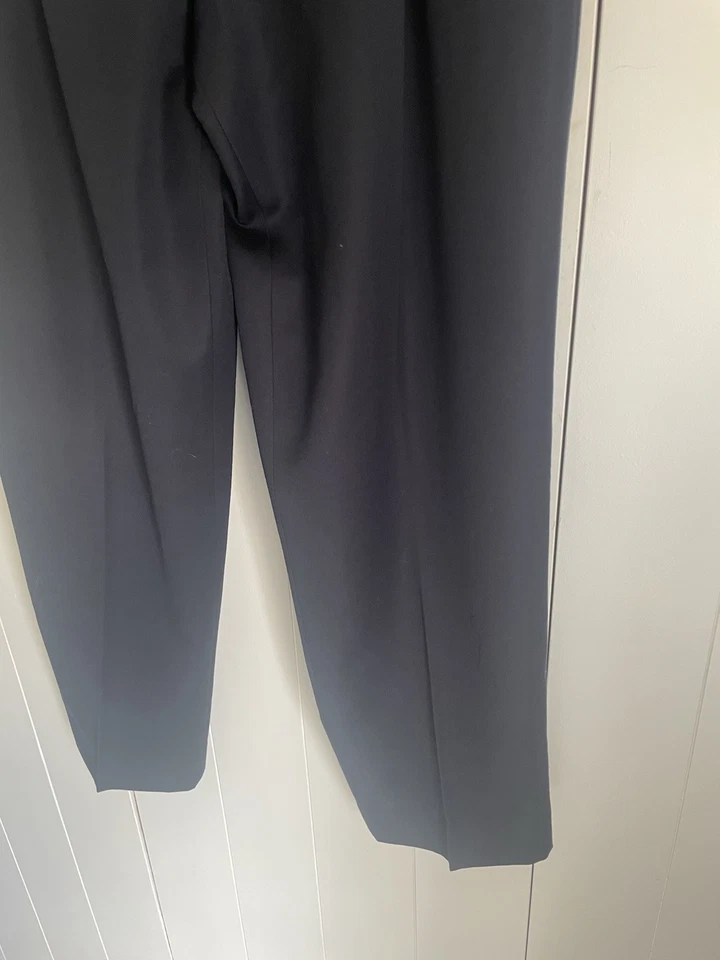 CHRISTIAN DIOR - DIOR 2 Label 1980s Vintage Sz 12 Navy 100% Wool Pleat Trousers - Image 3 of 4