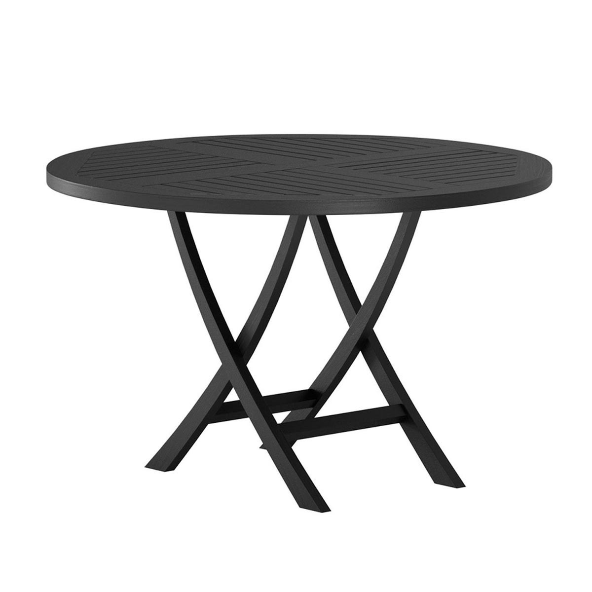 Table de jardin ronde Kenya noire 120cm moderne pour 4 à 6 personnes
