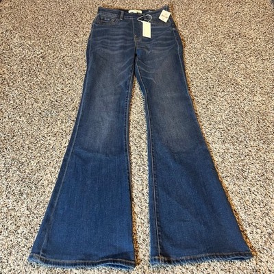 WARP WEFT Pull On Dubai Flare Jeans Blue Denim Women Size 26