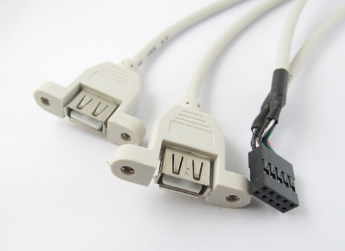 1pcs 2 Port USB 2.0 Female Y Mainboard Panel Mount 9 PIN Adapter Extension Cable - 第 1/2 張圖片