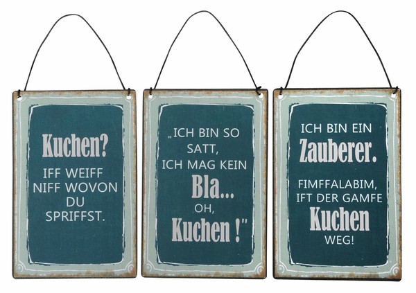 3Er Set Blechschilder H15Cm SprüChe KüChe Kuchen Wandbild Wanddeko Deko Schilder-image