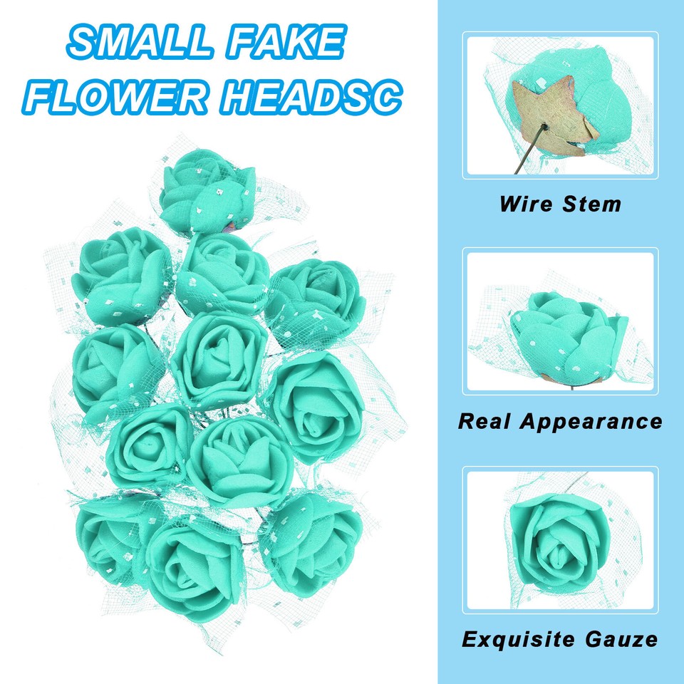 144Pcs 0.98" Mini Rose Artificial Flower Heads Bulk with Stem & Gauze