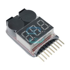 1-8S Lipo/Li-ion/Fe Battery Voltage 2IN1 Tester Low Voltage Buzzer Alarm-