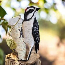 Danbury Mint Songbird Hand painted Christmas Ornament Realistic Downy Woodpecker