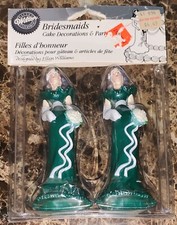 VTG 1991 Wilton Bridesmaids Cake Topper Decor 2 Pack Party Favors Wedding Green