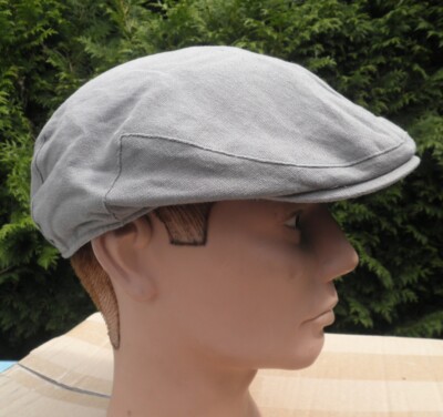 Herrenmütze Schiebermütze Leinenmütze in Grau sportliche Sommerkappe Flatcap
