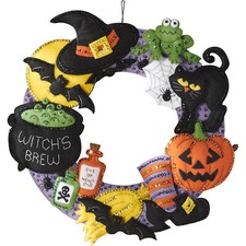 Felt Embroidery Kit Plaid-Bucilla Witch's Brew Halloween Wreath 86563