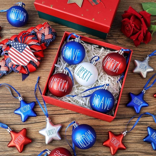 12 Pcs Patriotic Ornaments or Flag 4th of July Independence Day USA Decorations - Picture 7 of 9