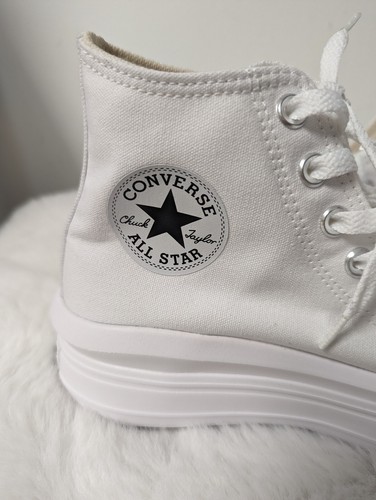 Converse Women Size 8 White Chuck Taylor All Star Move Hi 568498C New with Box - 第 4/9 張圖片