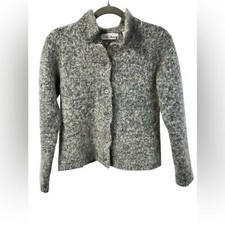Croft  Barrow Vintage Wool Blend Sweater Jacket Grey Medium Petite
