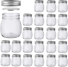 10 oz Mason Jars, 24 Pack 300ml Glass Canning Jars with 10oz,24 Pack, Silver