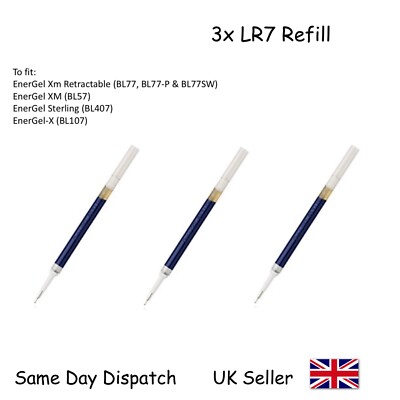 Pentel LR7 0,7 mm blaue Mine für Energel BL77 BL57 BL407 BL107 - 3er Pack