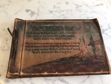Leather Memory Leaves Autograph Photo Postcard Album West Begins Joplin Missouri