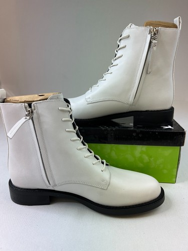 Sam Edelman Nina Combat Damenstiefel weiß Leder Schnürstiefeletten Größe 8M
