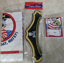 Pirates Birthday Party Kit 8 Invitations , 8 Hats , 54"x102" Table Cloth