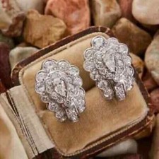 2.60Ct Round Cut Lab Created Diamond Huggie Hoop Earrings 14K White Gold Finish