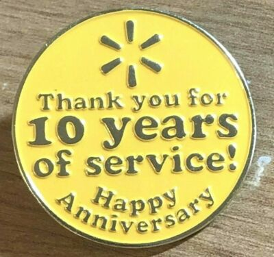 #ad Rare Walmart Lapel Thank You 10 Year Service Spark Pin Wal mart Pinback $6.99