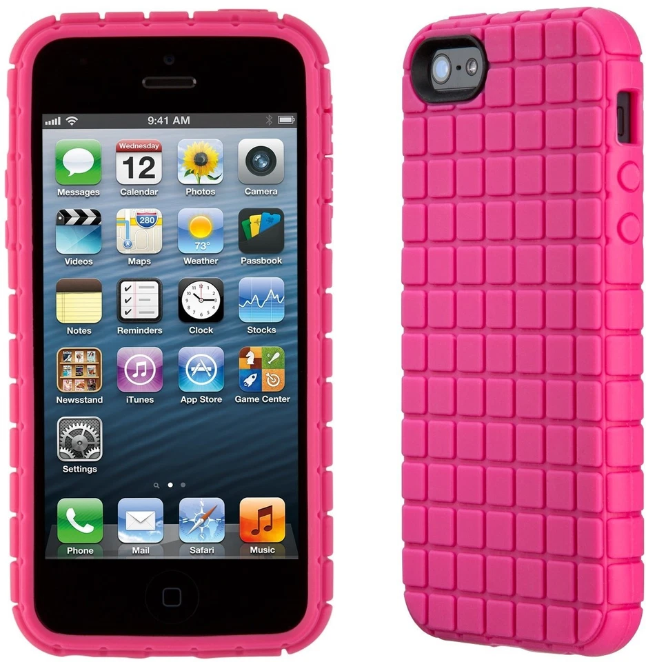 Funda de goma Speck Products PixelSkin para iPhone 5 y 5S - Rosa frambuesa Foto 2 de 3
