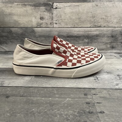 VANS TERRY CLOTH SLIP-ON SF COLOR-CHECKERBOARD/HOT SAUCE Sz 7.5 M /9W