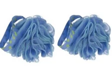 2- Exfoliating Shower Loofahs Mesh Poufs SPA Bath Sponges Lufa for Body Wash
