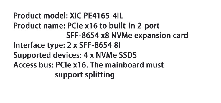 PCI Express x16 to Two SlimSAS SFF-8654 8i Adapter XIC PE4165-4IL shinreal