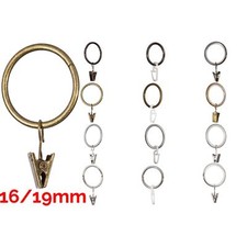 Curtain Rings Clips Hooks Metal Plastic 16/19mm Pole/Rod 4 Color 3 Type