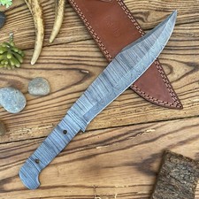 15" CUSTOM HAND FORGED Damascus Blank Blade Bowie Knife Making Supply W/Sheath