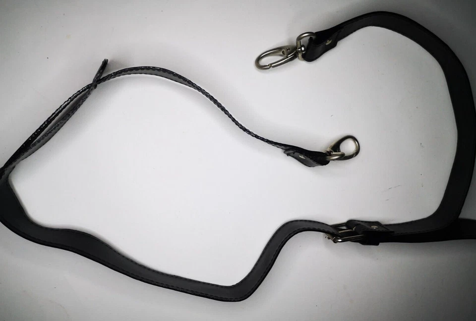 Correa de cuero ajustable correa de hombro repuesto color negro metal vintage Foto 4 de 4